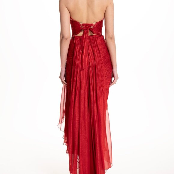 Maria Lucia Hohan Jolie Gown in Salsa red draped corset maxi strapless dress - Picture 2 of 16